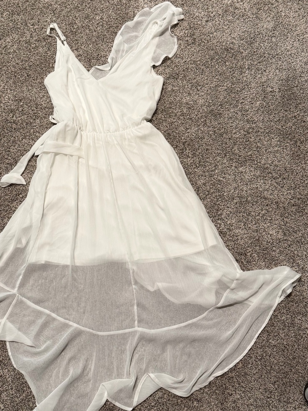 White One-Shoulder Ruffle High/Low Dress - Picture 4 of 6